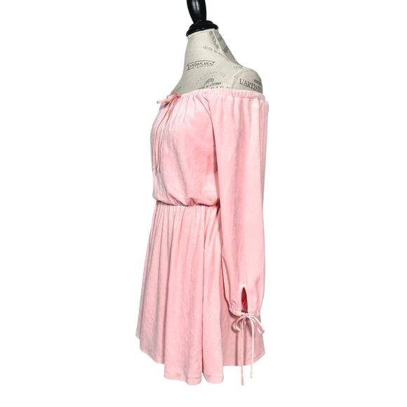 Juicy Couture Black Label | Women | Blush Pink Soft Velour Mini Dress | Small - Picture 4 of 13